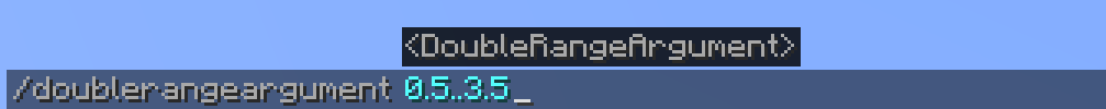 A float range argument command with the argument "0.5.3.5" entered